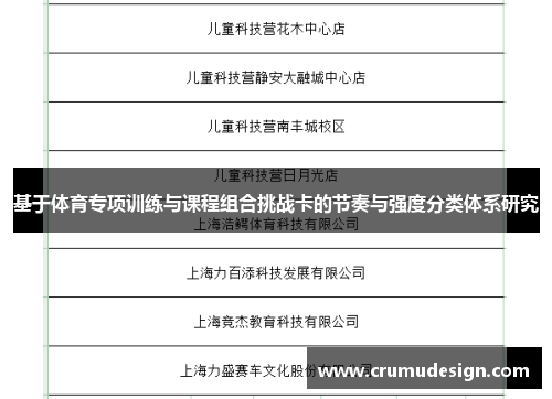 基于体育专项训练与课程组合挑战卡的节奏与强度分类体系研究